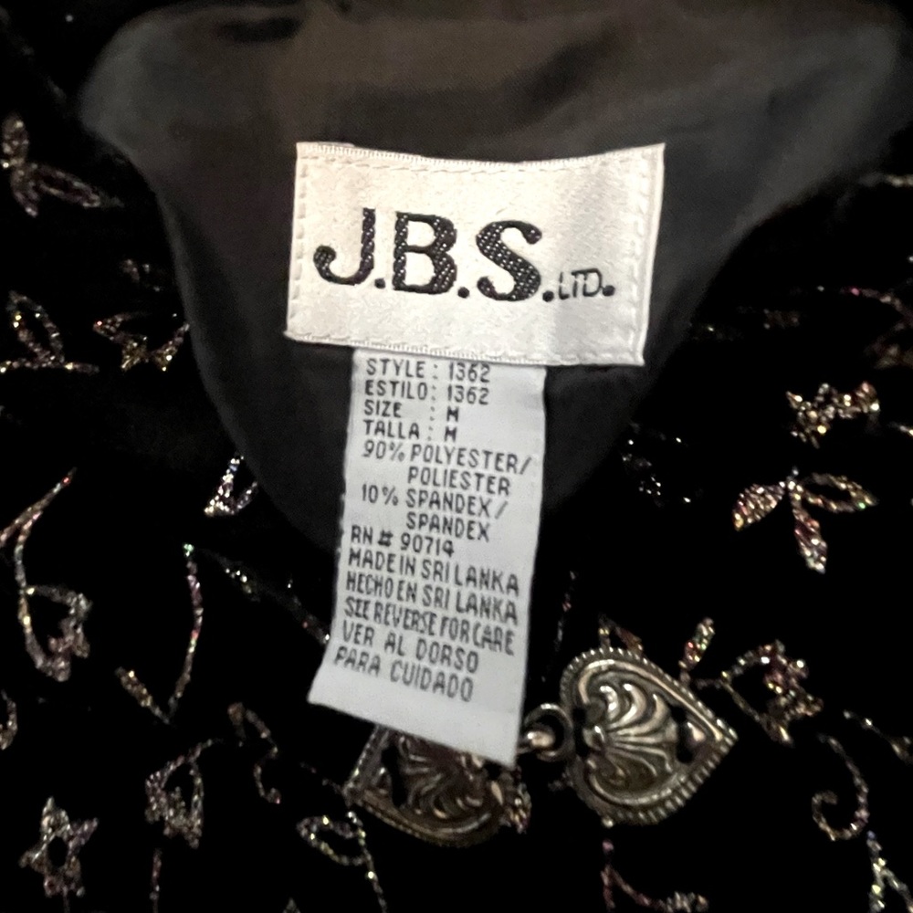 Women’s back velvet type jacket/top with gold design throughout. Lined. - Picture 4 of 5